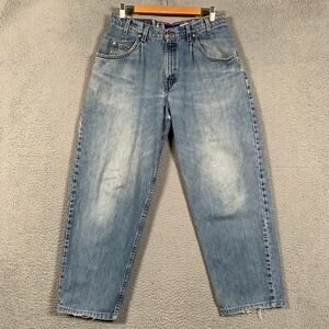 Vintage 90s SilverTab Baggy Jeans Mens Size 32 Blue Made in USA Light Wash Levis